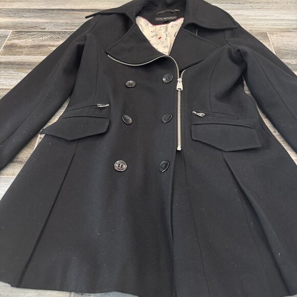 Via Spiga Asymmetrical Front Zipper Double Breasted Wool Blend Coat Size 12 EUC - Picture 5 of 10